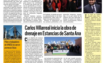 Portada RCG Centro [20 de enero de 2026] Llevaremos brigadas de prevención del cáncer de mama: Manolo; Carlos Villarreal inicia obra de drenaje en Estancias de Santa Ana y más…