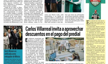 Portada RCG Centro [27 de enero de 2026] Coahuila se encuentra listo para el Mundial; Carlos Villarreal invita a aprovechar descuentos en predial y más…