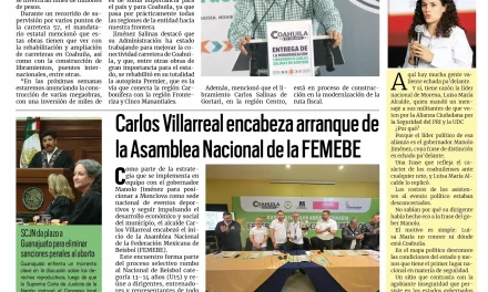Portada RCG Centro [30 de enero de 2026] Manolo Jiménez anuncia megaobras para Coahuila; Carlos Villarreal encabeza arranque de la Asamblea Nacional de la FEMEBE y más…