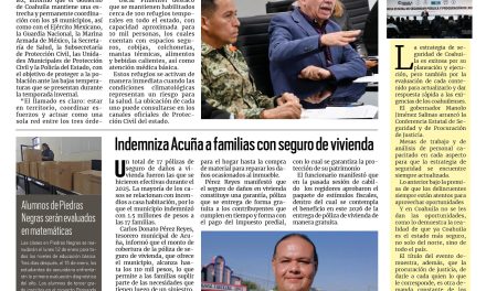 Portada RCG Fronteriza [10 de enero de 2026] Coahuila está preparado para el frente frío; indemniza Acuña a familias con seguro de vivienda y más…