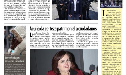 Portada RCG Fronteriza [24 de enero de 2026] Saltillo, Torreón y Piedras Negras son los municipios más seguros; Padres de Chris quedan convencidos con pruebas de la FGE y más…