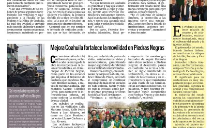 Portada RCG Fronteriza [31 de enero de 2026] Manolo Jiménez reitera su compromiso con las mujeres y la niñez; Mejora Coahuila fortalece la movilidad en Piedras Negras y más…