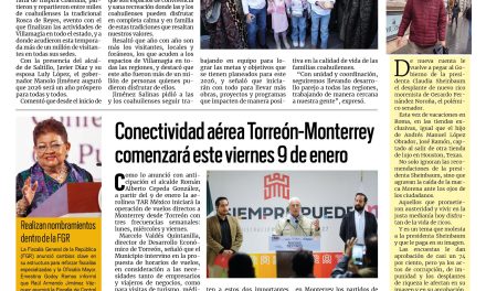 Portada RCG Lagunera [7 de enero de 2026] Manolo Jiménez augura un gran 2026 para Coahuila; conectividad aérea Torreón-Monterrey comenzará este viernes 9 de enero y más…