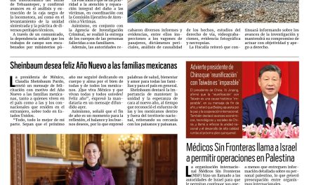 Portada RCG Nacional e Internacional [1 de enero de 2026] FGR analiza caja negra del Tren Interoceánico; Sheinbaum desea feliz Año Nuevo a las familias mexicanas y más…