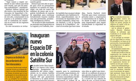 Portada RCG Media [14 de enero de 2026] Vamos a seguir cuidando a las familias coahuilenses: Manolo Jiménez; Inauguran nuevo Espacio DIF en la colonia Satélite Sur y más…