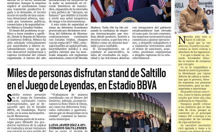 Portada RCG Media [18 de enero de 2026] Pleitos de Morena con EE. UU. provocan pérdida de empleos; Miles disfrutan stand de Saltillo en el Juego de Leyendas, en Estadio BBVA y más…