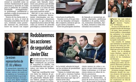 Portada RCG Media [19 de enero de 2026] Consolidan la Línea de la Vida como proyecto estratégico; redoblaremos las acciones de seguridad: Javier Díaz y más…