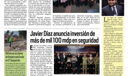 Portada RCG Media [20 de enero de 2026] Llevaremos brigadas de prevención del cáncer de mama: Manolo; Javier Díaz anuncia inversión de más de mil 100 mdp en seguridad y más…