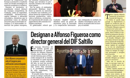 Portada RCG Media [22 de enero de 2026] Manolo Jiménez se reúne con el embajador de Italia; designan a Alfonso Figueroa como director general del DIF Saltillo y más…