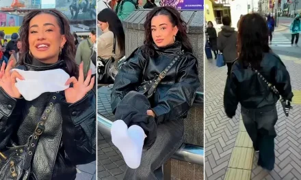 Así quedaron las medias de una influencer española tras caminar descalza por las calles de Tokio