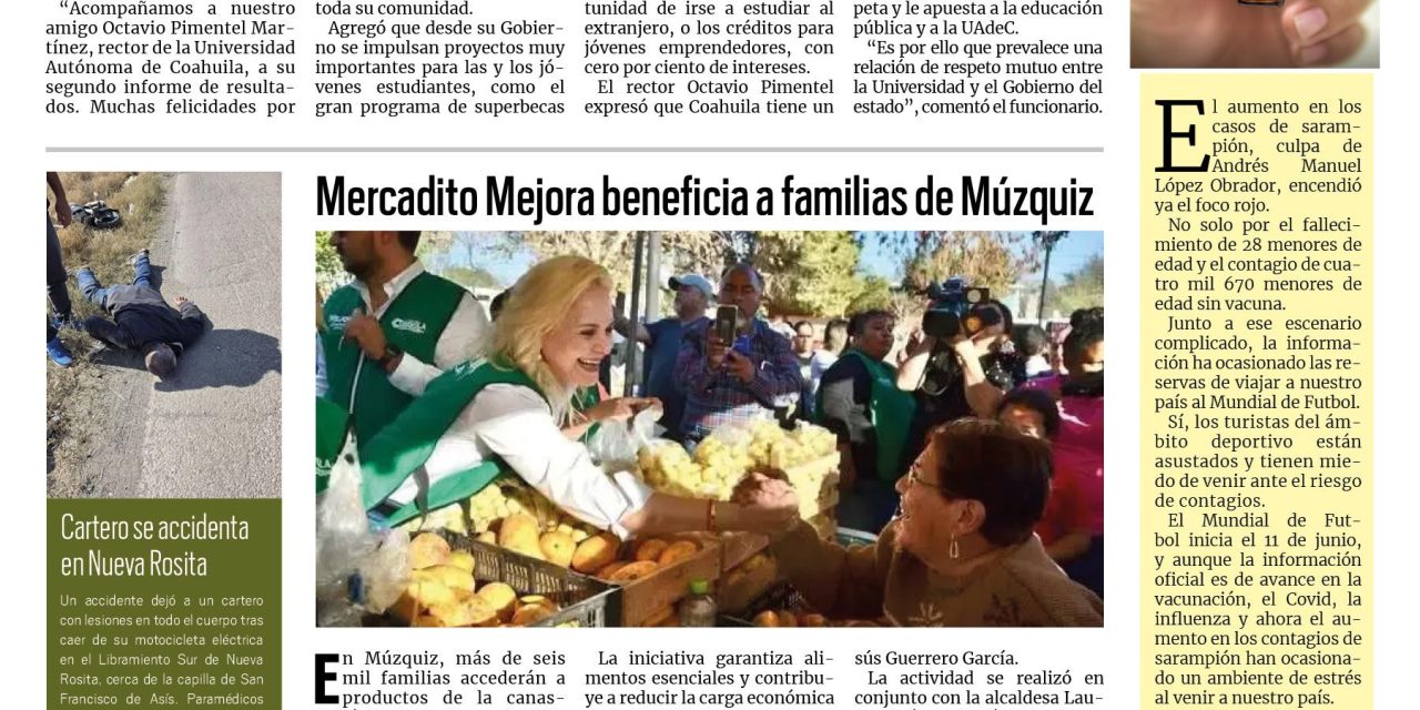 Portada RCG Carbonífera [13 de febrero de 2026] Tenemos una gran Universidad y un gran estado: Manolo; Mercadito Mejora beneficia a familias de Múzquiz y más…