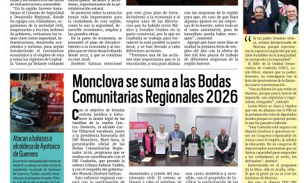 Portada RCG Centro [4 de febrero de 2026] Presentan avances del Plan de Fortalecimiento Económico y Empleo; Monclova se suma a las Bodas Comunitarias Regionales 2026 y más…