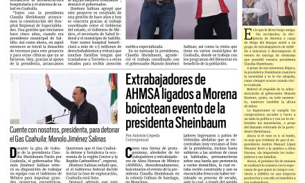 Portada RCG Centro [22 de febrero de 2026] Gobernador concreta gestión con la presidenta para nuevo hospital; Extrabajadores de AHMSA ligados a Morena boicotean evento de la presidenta Sheinbaum y más