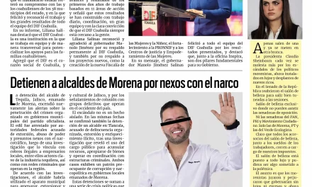 Portada RCG Fronteriza [6 de febrero de 2026] DIF Coahuila presenta resultados de dos años de trabajo; detienen a alcaldes de Morena por nexos con el narco y más…