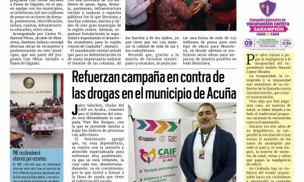 Portada RCG Fronteriza [9 de febrero de 2026] Manolo Jiménez entrega obras por mil 500 mdp; refuerzan campaña en contra de las drogas en Acuña y más…
