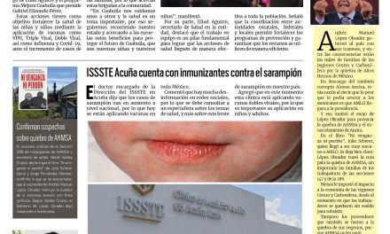 Portada RCG Fronteriza [14 de febrero de 2026] Coahuila refuerza la salud con campaña de vacunación escolar; ISSSTE Acuña cuenta con inmunizantes contra el sarampión y más…