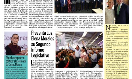 Portada RCG Fronteriza [19 de febrero de 2026] Manolo fortalece lazos con embajador y ministro de Comercio de Canadá; presenta Luz Elena Morales su Segundo Informe Legislativo y más…