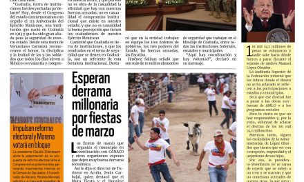 Portada RCG Fronteriza [20 de febrero de 2026] Coahuila, tierra de instituciones fuertes: Manolo Jiménez; esperan derrama millonaria por fiestas de marzo  y más…