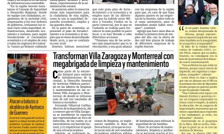 Portada RCG Lagunera [4 de febrero de 2026] Presentan avances del Plan de Fortalecimiento Económico y Empleo; transforman Villa Zaragoza y Monterreal con mega brigada de limpieza y mantenimiento a los servicios públicos y más…