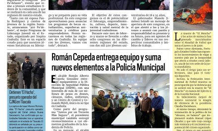 Portada RCG Lagunera [26 de febrero de 2026] Manolo Jiménez inaugura los congresos juveniles ‘300 Pa’delante’; Román Cepeda entrega equipamiento y suma nuevos elementos a la DSPM y más…