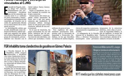 Portada RCG Nacional e Internacional [8 de febrero de 2026] Alcalde morenista de Tequila cobraba 7 mdp de piso al mes; FGR inhabilita toma clandestina de gasolina en Gómez Palacio y más…