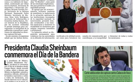 Portada RCG Nacional e Internacional [25 de febrero de 2026] CIRT reconoce las labores de las autoridades federales; presidenta Claudia Sheinbaum conmemora el Día de la Bandera y más…