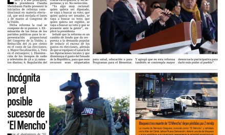 Portada RCG Nacional e Internacional [26 de febrero de 2026] Claudia Sheinubaum presenta la iniciativa de Reforma Electoral; incógnita por el posible sucesor de ‘El Mencho’ y más…