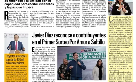 Portada RCG Media [5 de febrero de 2026] Coahuila, sede de la Convención Nacional de la Industria de Exposiciones y Visitantes; Javier Díaz reconoce a contribuyentes en el Primer Sorteo Por Amor a Saltillo y más…