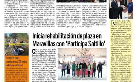 Portada RCG Media [11 de febrero de 2026] Detonamos cuatro mil nuevos empleos en Parras: Manolo; inicia rehabilitación de plaza en Maravillas con ‘Participa Saltillo´ y más…