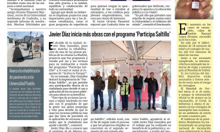 Portada RCG Media [13 de febrero de 2026] Tenemos una gran Universidad y un gran estado: Manolo; Javier Díaz inicia más obras con el programa ‘Participa Saltillo’ y más…