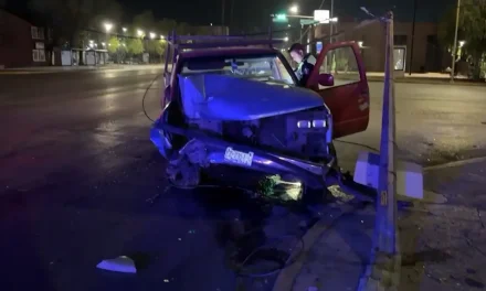 Saltillo: Ebrio derriba luminaria y abandona su coche