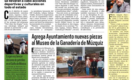 Portada RCG Carbonífera [30 de marzo de 2026] DIF Coahuila fortalece la prevención y atención a las adicciones; agregan nuevas piezas en el Museo de la Ganadería de Múzquiz y más…