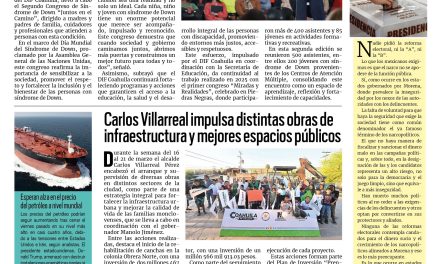 Portada RCG Centro [23 de marzo de 2026] DIF Coahuila impulsa más oportunidades para la inclusión; Carlos Villarreal impulsa obras de infraestructura y mejores espacios públicos y más…