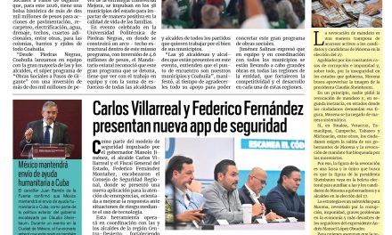 Portada RCG Centro [24 de marzo de 2026] Coahuila invierte más de dos mmdp en obras sociales; Carlos Villarreal y Federico Fernández presentan nueva App de seguridad y más…