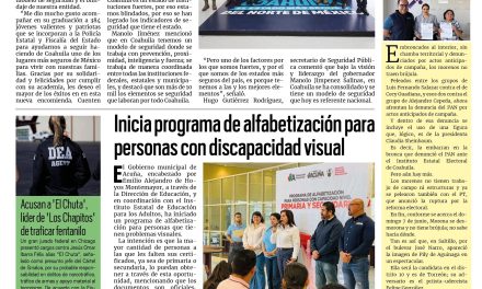 Portada RCG Fronteriza [4 de marzo de 2026] Gobernador da la bienvenida a policías y elementos de la FGE; inicia programa de alfabetización para personas con discapacidad visual y más…