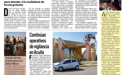 Portada RCG Fronteriza [17 de marzo de 2026] Antiguo Hospital del Niño será un centro integral para atender la salud mental; continúan operativos de vigilancia en Acuña y más…
