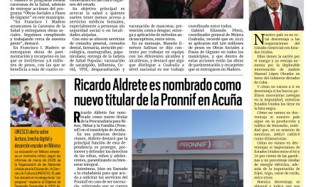 Portada RCG Fronteriza [19 de marzo de 2026] Dan inicio las caravanas de la Salud en todo Coahuila; Ricardo Aldrete es nombrado como nuevo titular de la Pronnif en Acuña y más…