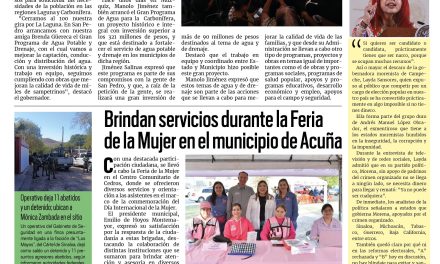 Portada RCG Fronteriza [20 de marzo de 2026] Manolo Jiménez detona más programas de agua en Coahuila; brindan servicios durante la Feria de la Mujer en Acuña y más…
