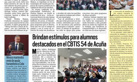 Portada RCG Fronteriza [24 de marzo de 2026] Coahuila invierte más de dos mmdp en obras sociales; brindan estímulos para alumnos destacados en el CBTIS 54 y más…