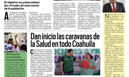 Portada RCG Lagunera [19 de marzo de 2026] Gobernador se reúne con líderes universitarios de la Laguna; dan inicio las caravanas de la Salud en todo Coahuila y más…
