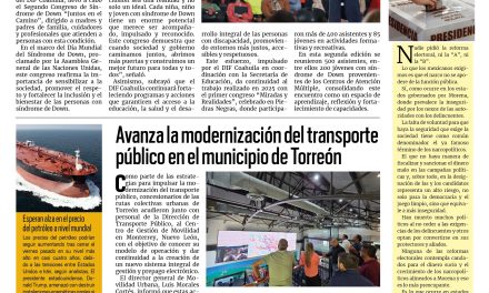 Portada RCG Lagunera [23 de marzo de 2026] DIF Coahuila impulsa más oportunidades para la inclusión; avanza la modernización del transporte público en Torreón y más…