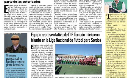 Portada RCG Lagunera [25 de marzo de 2026] Arranca Manolo Jiménez operativo de seguridad de Semana Santa y Pascua; equipo representativo de DIF Torreón inicia con triunfo en la Liga Nacional de Futbol para Sordos y más…
