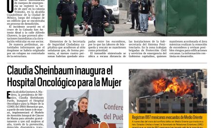 Portada RCG Nacional e Internacional [10 de marzo de 2026] Colapsa edificio en demolición y provoca fuerte movilización en la CDMX; Claudia Sheinbaum inaugura el Hospital Oncológico para la Mujer y más…
