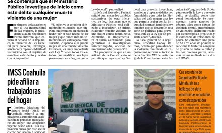 Portada RCG Nacional e Internacional [25 de marzo de 2026] Presidenta enviará iniciativa de ley general para prevenir y reparar el feminicidio; IMSS Coahuila pide afiliar a trabajadoras del hogar y más…