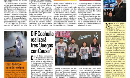 Portada RCG Media [2 de marzo de 2026] Rompe PT con Morena por reforma electoral; DIF Coahuila realizará tres ‘Juegos con Causa’ y más…