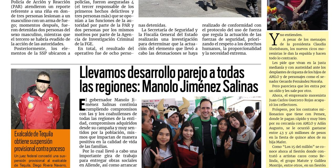 Portada RCG Media [10 de marzo de 2026] Los detienen por riña en la colonia Lomas del Refugio; llevamos desarrollo parejo a todas las regiones: Manolo Jiménez y más…