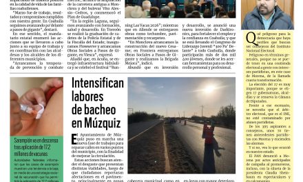 Portada RCG Carbonífera [1  de abril de 2026] ‘Marzo concretó un mes con mucho trabajo para Coahuila’; intensifican labores de bacheo en Múzquiz y más…