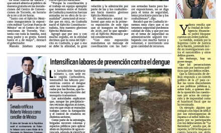 Portada RCG Carbonífera [9 de abril de 2026] Manolo Jiménez inaugura la exposición ‘La Gran Fuerza de México’; intensifican labores de prevención contra el dengue y más noticias…