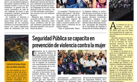 Portada RCG Fronteriza [6 de abril de 2026] Registra Coahuila una gran afluencia en primera semana de vacaciones; Seguridad Pública se capacita en prevención de violencia contra la mujer y más noticias…