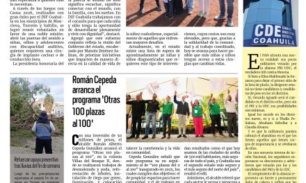 Portada RCG Lagunera [7 de abril de 2026] Juegos con Causa brindan oportunidades a menores con discapacidad auditiva; Román Cepeda arranca el programa ‘Otras 100 plazas al 100’ y más noticias…